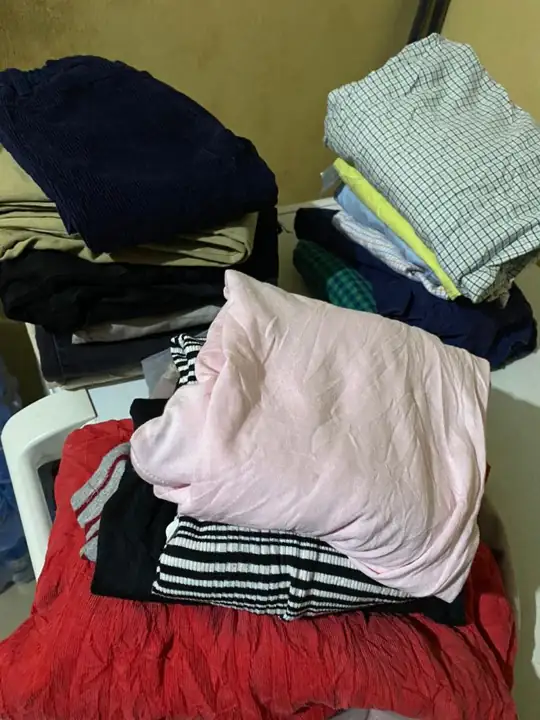 Donated clothing sorted for the clothing drive
