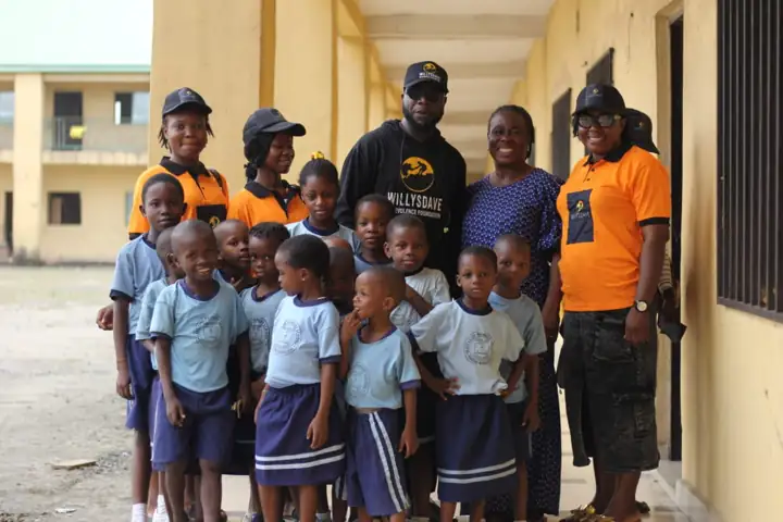 WillysDave team with pupils during a school outreach visit