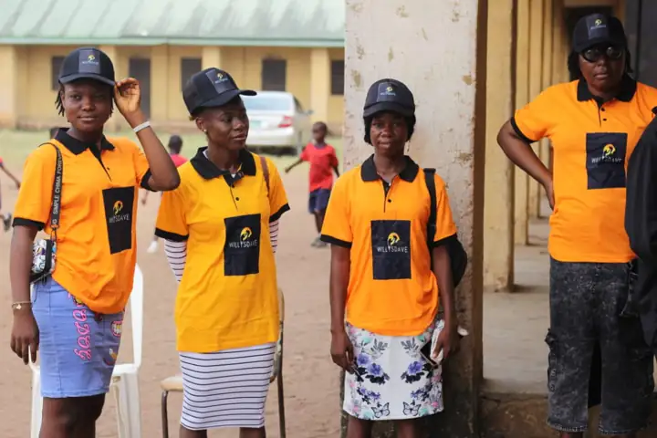 WillysDave team with pupils during a school outreach visit