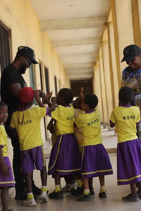 WillysDave team with pupils during a school outreach visit