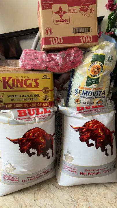 Food items packed for a relief distribution